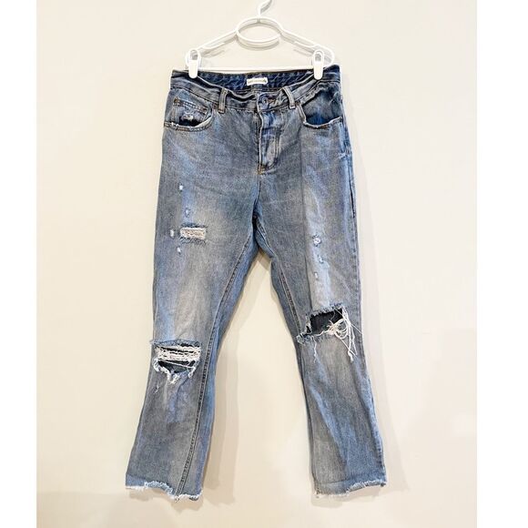 Avec les filles high waisted button fly distressed jeans - Picture 1 of 3